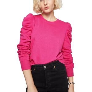 Rebecca Minkoff Hot Pink Puff-Sleeve Crewneck Sweatshirt